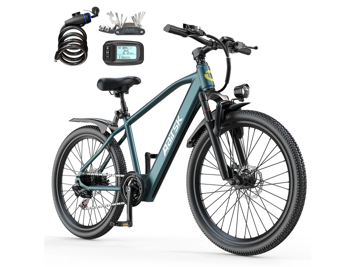 Bicicleta Elétrica Aairsk Gt300 De 26 Polegadas Com Bateria De Lítio De 36 V E 10 Ah