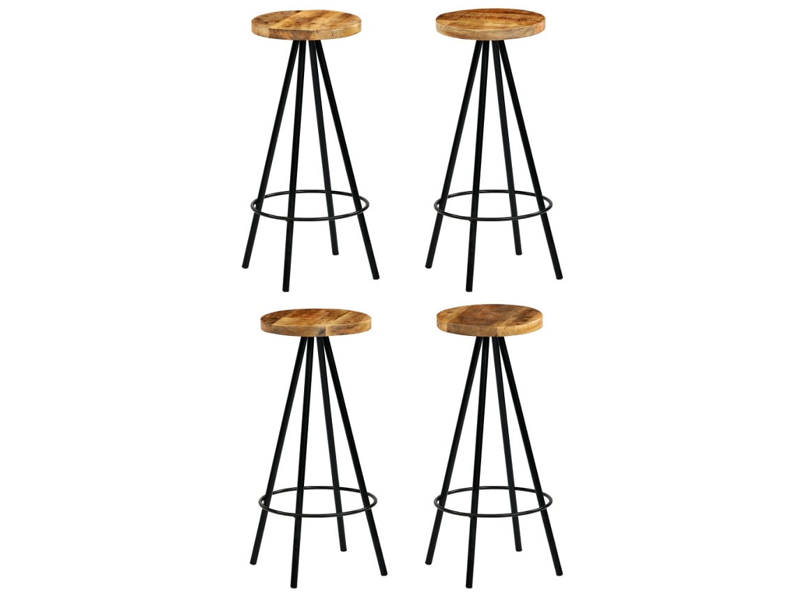 Vidaxl Cadeiras De Bar 4 Pcs Madeira De Mangueira Maciça