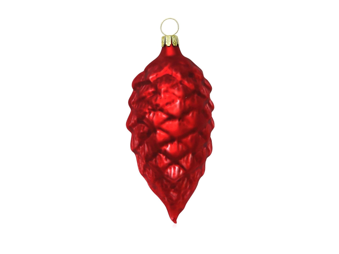 Conjunto De 4 Enfeites De Natal Vermelhos Foscos, Decorações Para Árvores De Natal, Vidro Lauscha Soprado À Mão. O Original. Loja Olysi