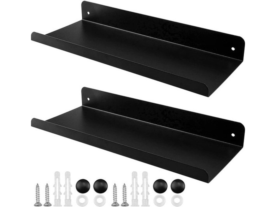 Conjunto De Placas Flutuantes - 2 Unidades - Fixação De Parede - Preto - Cordoalheiras - Placas Decorativas - 28 X 11 Cm - Placas De Parede
