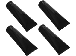 Conjunto De 4 Tubos Cosméticos Macios Pretos Brilhantes Recarregáveis De 200ml Com Tampa.