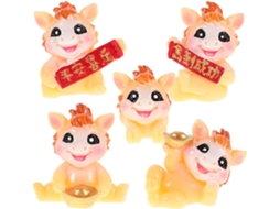 Conjunto 5 Estatuetas Cavalos Resina Símbolo Riqueza Prosperidade Decoração Chinês Cavalo Escritório GOKOCO