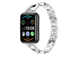 Bracelete Pulseira Aço Luxury para Huawei Watch Fit 2 Prateado