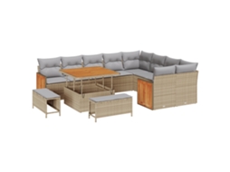 Conjunto 13 Conjunto De Sofá De Jardim Vidaxl Bege Vime Pe (286 X 234 X 85 Cm)