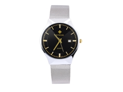 Reloj De Pulsera Analógico Para Hombre De Cuarzo Con Correa De Acero Inoxidable Negro Redondo