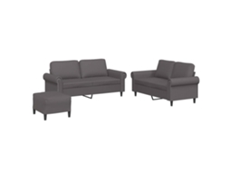 Maison Exclusive - 3 Pcs Conjunto De Sofás C/ Almofadões Couro Artificial Cinzento