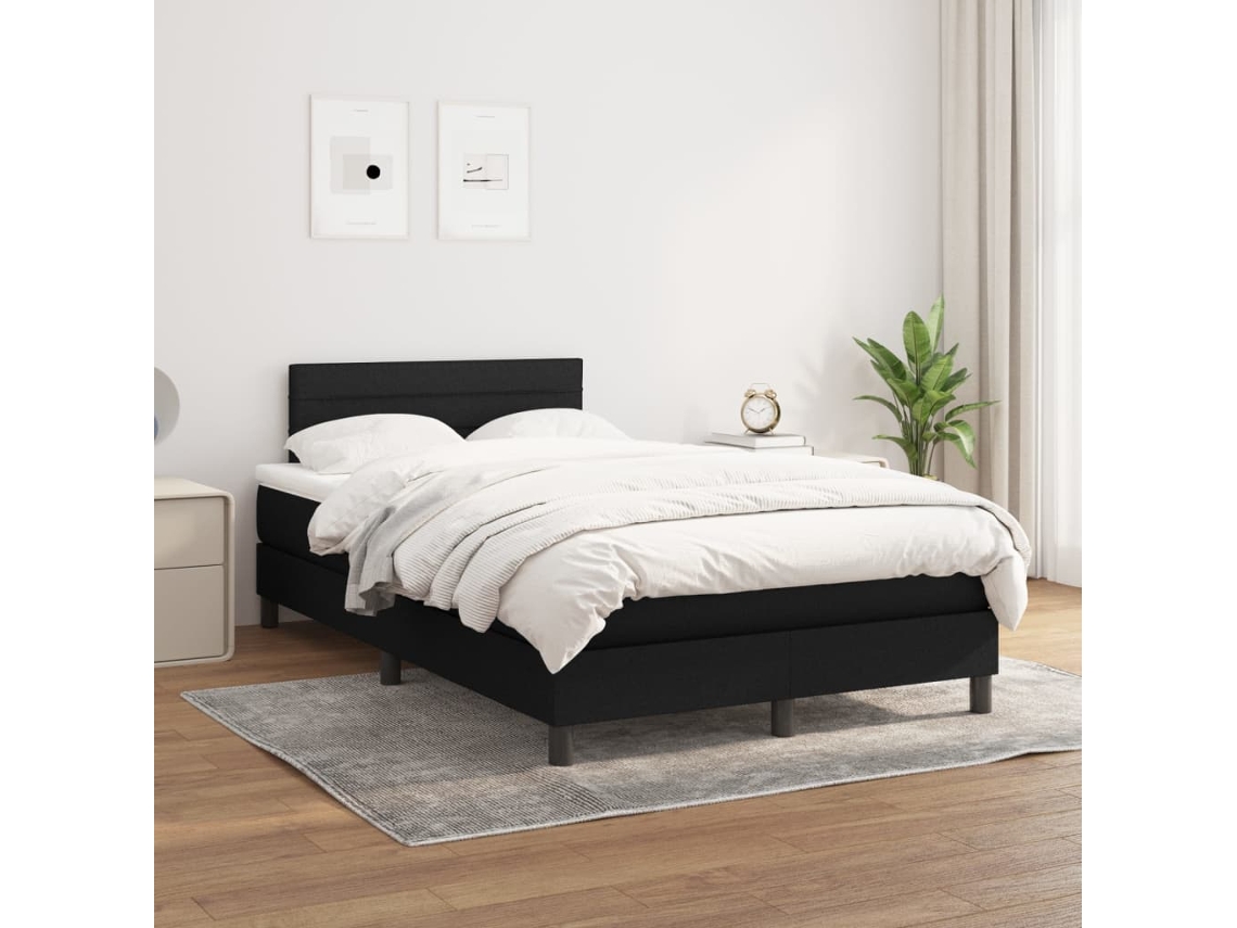 Cama Com Molas/colchão 120x200 Cm Tecido Preto