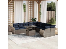 Vidaxl Conjunto De Sofá De Jardim Com 11 Peças E Almofadas Em Rattan Sintético Cinza