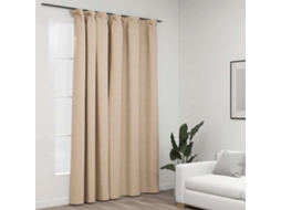 Vidaxl Cortinas Opacas Aspeto Linho Com Ganchos 290x245 Cm Bege