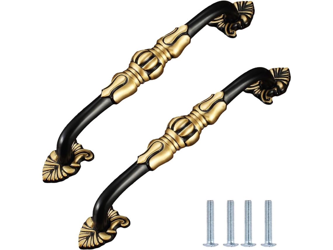 Conjunto De 2-puxadores Para Armários Em Cobre Puro, 128mm, Preto
