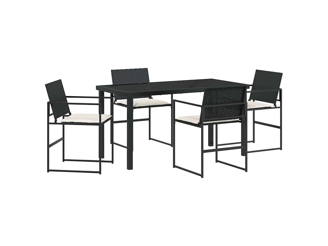 Conjunto de Jantar Jardim 5 Pcs Preto e Creme Vime PE MAISON EXCLUSIVE