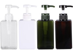 Nuobesty De 4 Frascos Vazios Quadrados Multicoloridos De 450ml Com Bomba Dosadora Para Shampoo E Gel De Banho