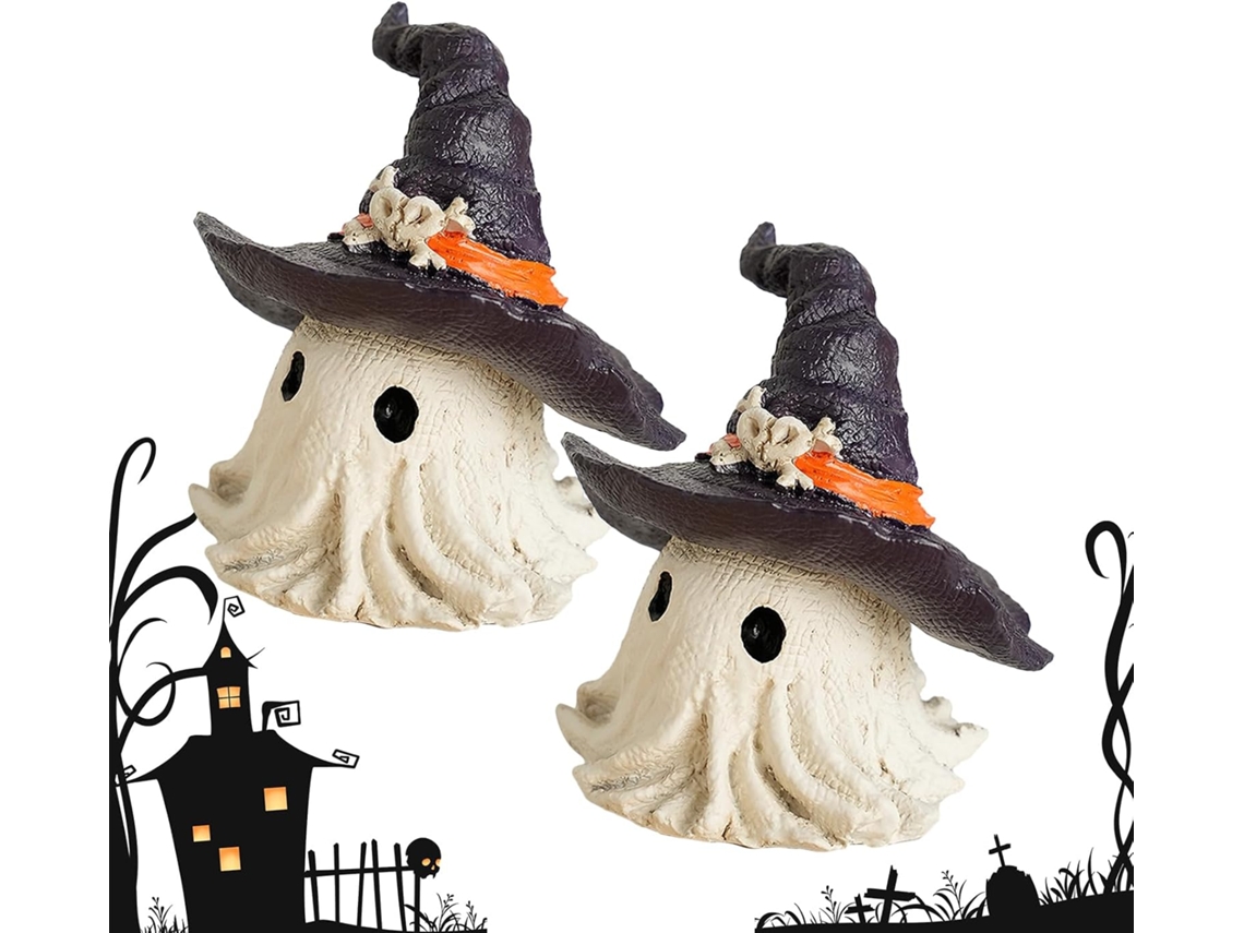 Conjunto De 2 Estatuetas De Fantasma De Resina Para Decoração De Mesa De Halloween |