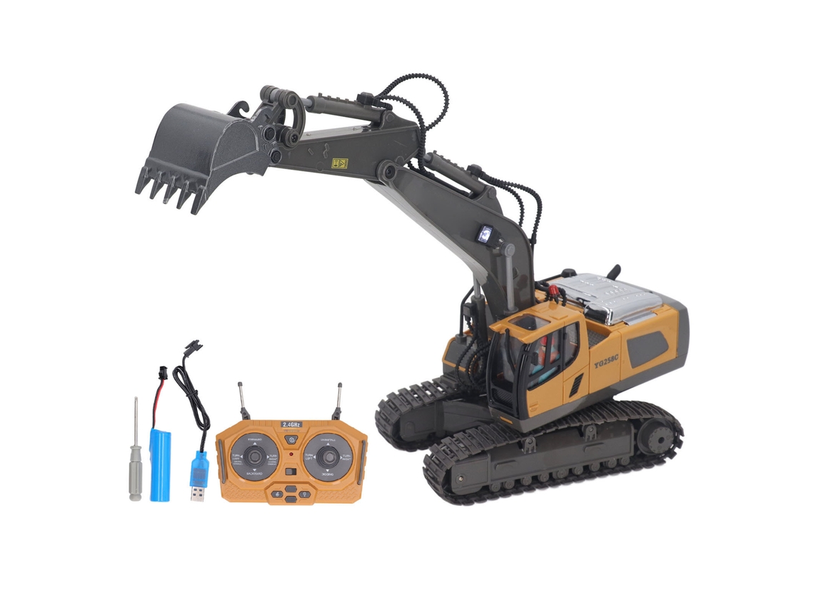 Ats brinquedo Escavadeira Rc 2.4g Rotatsiva com Luzes e Música, Tratsor de Construção de Liga Funcional Completo