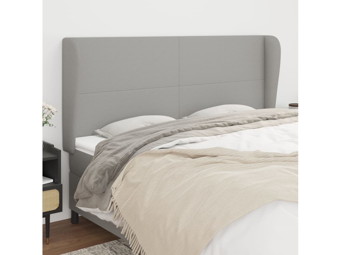 Vidaxl Cabeceira Cama C/ Abas Tecido 183x23x118/128 Cm Cinzento-claro