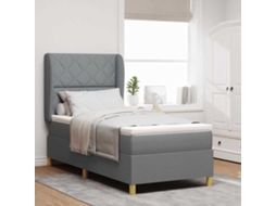 Vidaxl Cama Box Com Cabeceira Manual Cinzento-claro 200 X 90 Cm Tecido