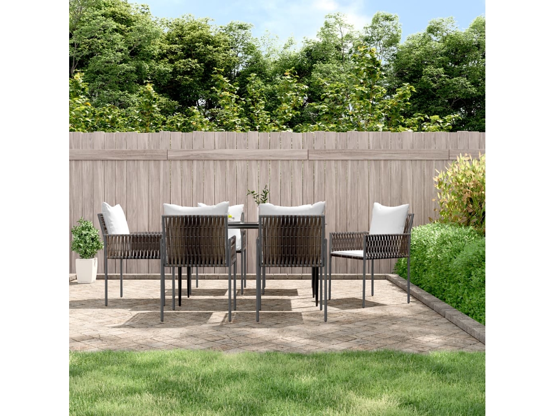 Cadeiras Jardim C/ Almofadões 6pcs 54x61x83 Cm Vime Pe Castanho Dkd Home Decor
