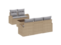 Conjunto 6 Conjunto De Sofá De Jardim Vidaxl Bege Vime Pe (55 X 55 X 37 Cm)