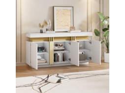 Aparador Branco 140x38x70cm, 3 Portas, Sem Alças.-xm