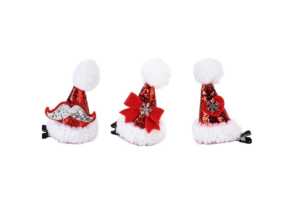 Presilhas De Cabelo Com Chapéu De Papai Noel Natal