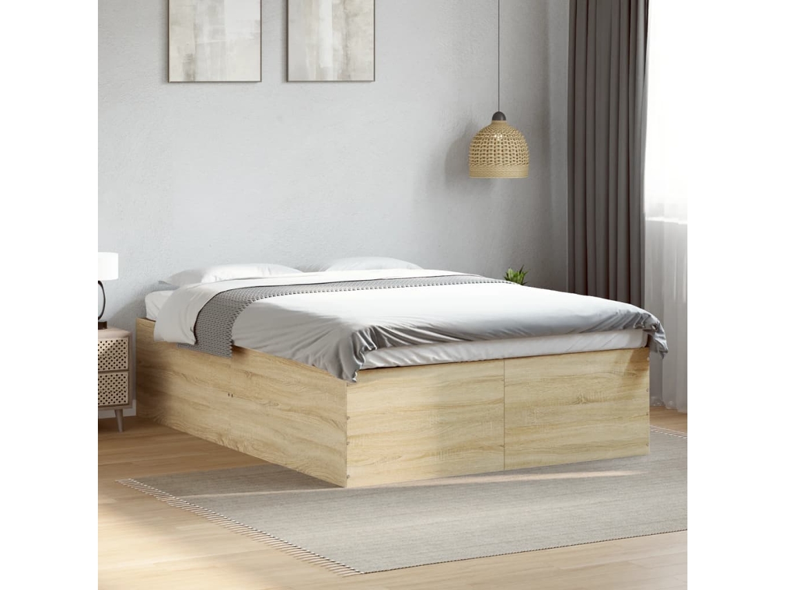 Estrutura De Cama 120x200 Cm Derivados Madeira Carvalho Sonoma