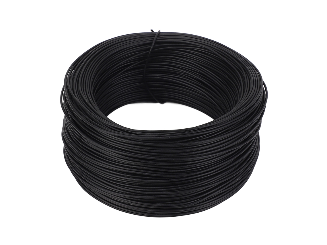 Fio elétrico de ferro galvanizado 0,55 mm x 85 m, flexível, revestido com PVC preto, para amarração de cabos, alta resistência.