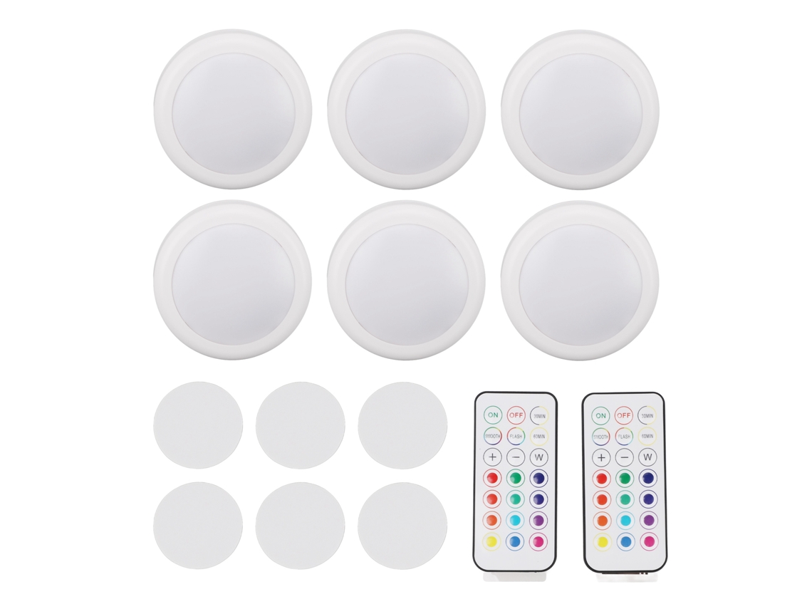 Luminária de LED 2026 com 13 cores, 2 modos de iluminação, luz quente, funciona a bateria e possui controle remoto para armários de cozinha.