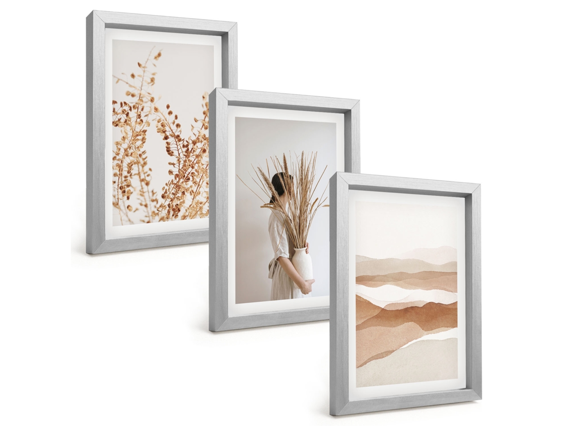 Composição De Quadros Motivos De Plantas Rústicos E Boho Espelharte (3 Peças 20x30 Cm)
