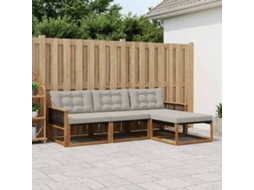 Vidaxl Conjunto De Sofás Para Exterior 4 Pcs Natural E Cinzento-claro