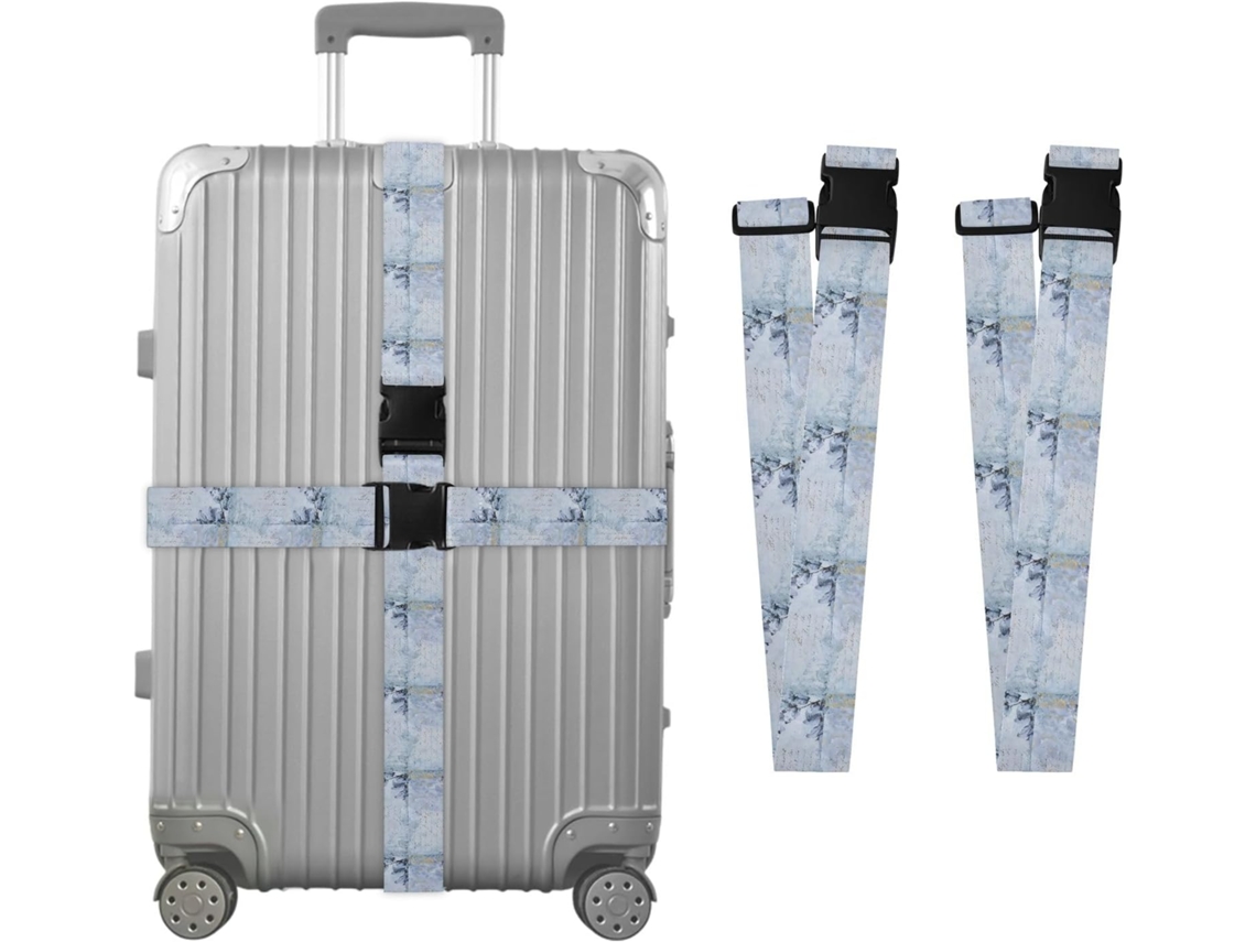 Conjunto De 2 Cintas Para Bagagem Com Base Azul Pervinca Mesclada, Ideais Para Malas De Viagem, Acessórios Para Cintos