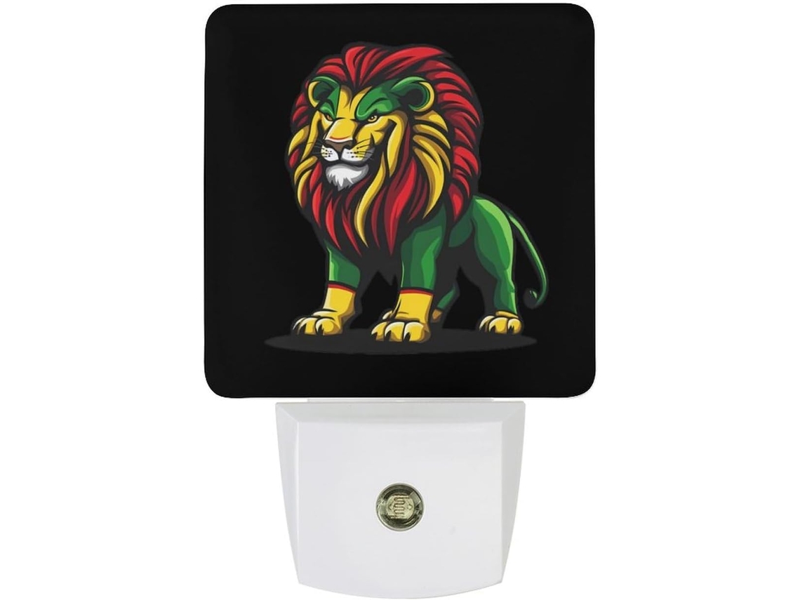 Luminária de parede LED com sensor crepuscular, inspirada na música reggae e na música rasta jamaicana.