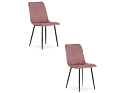 Cadeira De Jantar Conjunto De 2 Peças Jewa Assento Rosa, Pernas Pretas, Assento De Veludo, Assento Ergonômico