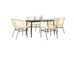 Vidaxl Conjunto Jantar Jardim 5 Peças Almofadas Vidro Vime Pe Castanho