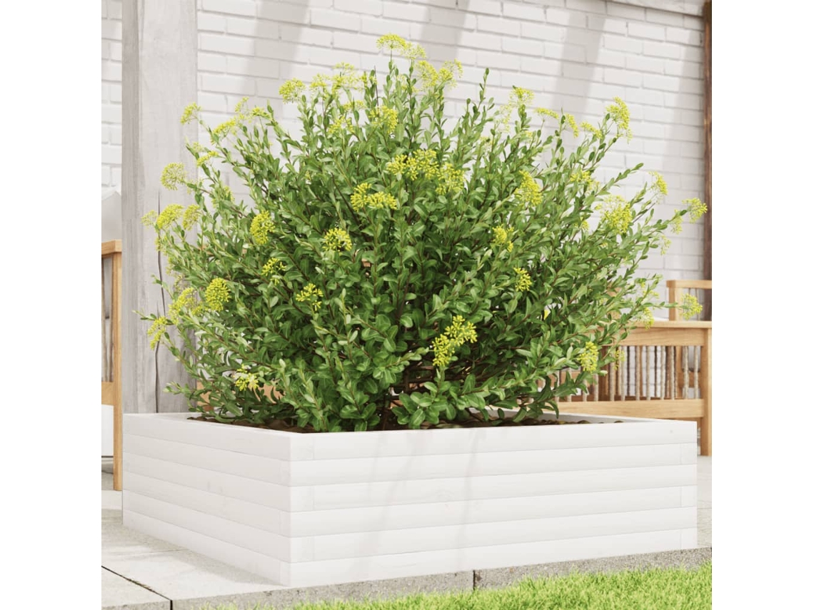 Vidaxl Vaso/floreira De Jardim 80x80x23 Cm Pinho Maciço Branco