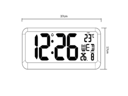 Large Digital Clock Wall Mount Free Standing With Temperature Sensor 37x17cm Lcd Display Power Adapter Battery Operat