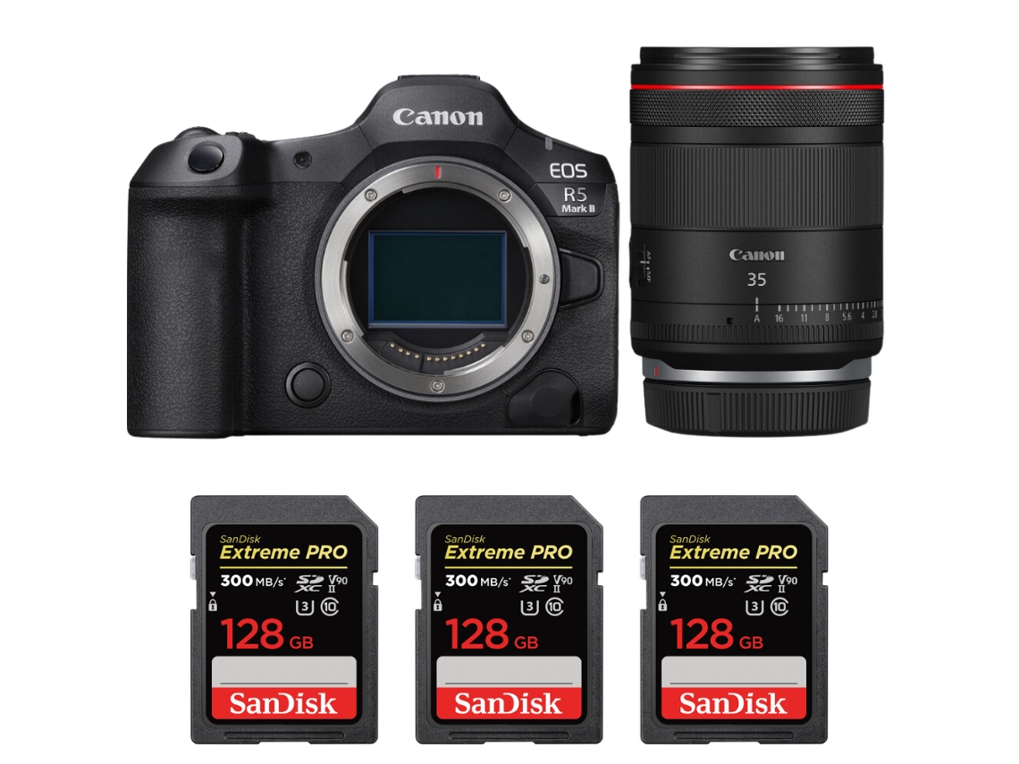 Eos R5 Mark Ii + Rf 35mm F/1.4 L Vcm + 3 Sandisk 128gb Uhs ii 300mb/s + Ebook “20 Dicas para Fotos Que Impressionam” CANON
