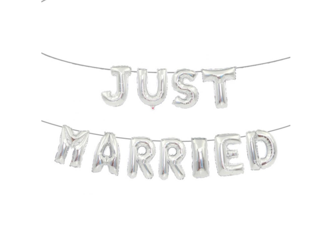 Conjunto De Balões De Letras "recém-casados" Para Casamento (16 Polegadas, Prateado) Eoocoo