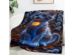 Manta Moon Blanket com Estampa de Gato Desenho Animado 150x200 Cm Multifuncional Macia e Aconchegante em Flane