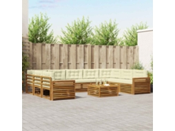 Vidaxl Conjunto De Sofás Para Exterior 10 Unid. Natural E Creme