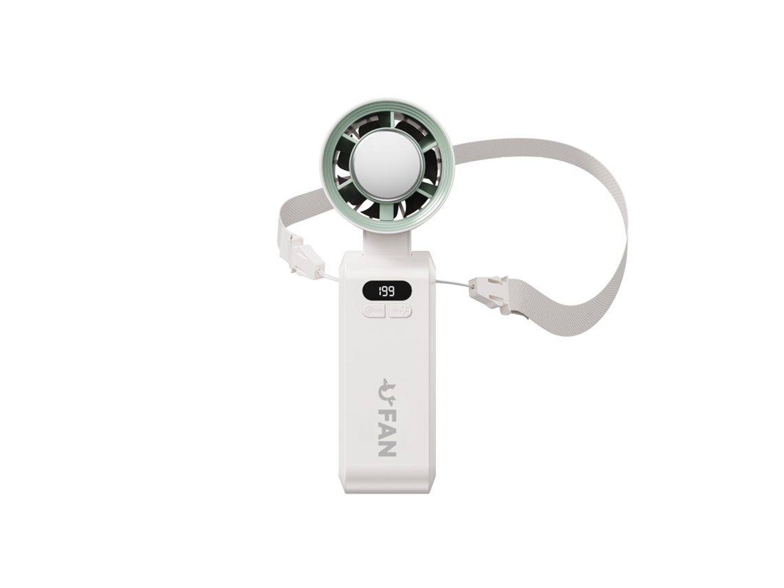 Função de Resfriamento 5000mah Velocidade do Ventilador Ajustável Ventilador de Pescoço Usb Dobrável MDUG (branco)