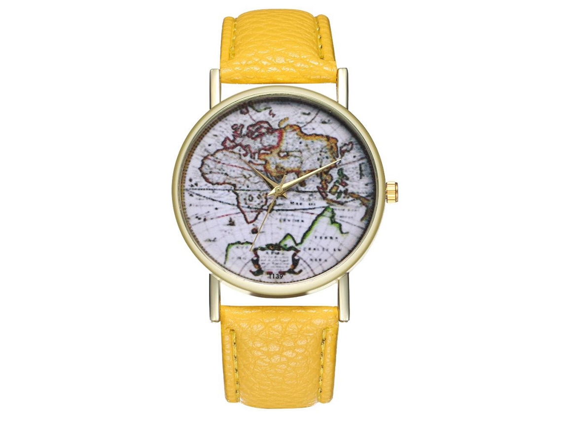 Reloj De Cuarzo De Cuero Pu Zhoulianfa Para Parejas Unisex Patrón Simple (amarillo)