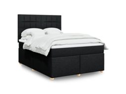 Vidaxl Cama Com Molas/colchão 140x190 Cm Tecido Preto