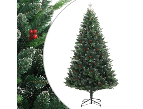 Árvore De Natal Artificial Articulada Com Bagas Vermelhas 180 cm VIDAXL