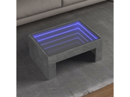 Vidaxl Mesa De Centro Luzes Led Infinity 70x50x30 Cm Cinzento Cimento
