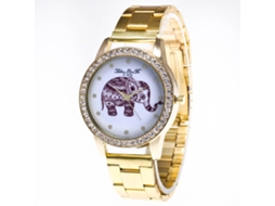 Relógio De Quartzo Com Pulseira De Aço, Mostrador Redondo, Moda Com Strass Pulseira