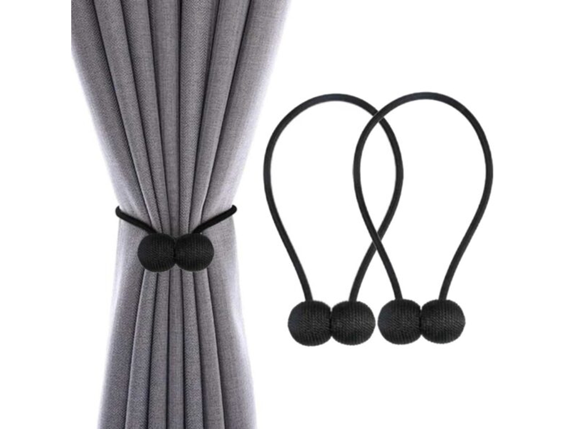 Conjunto De 2 Fivelas Magnéticas Para Cortina, Pretas
