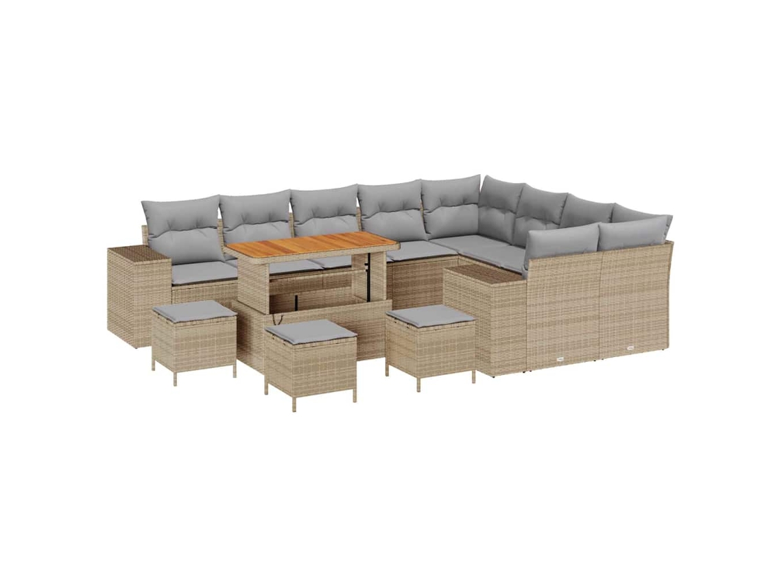 Maison Exclusive - Conjunto De Sofá De Jardim 13 Pcs Bege E Cinza Claro