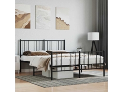 Vidaxl Estrutura de Cama com Cabeceira e Pés 120x190 Cm Metal Preto