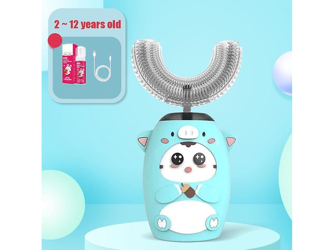 Escova de Dentes Elétrica Infantil em Formato U com Rotação 360 ​​graus, Ferramenta Inteligente Limpeza Buca L para Crianças. GOKOCO
