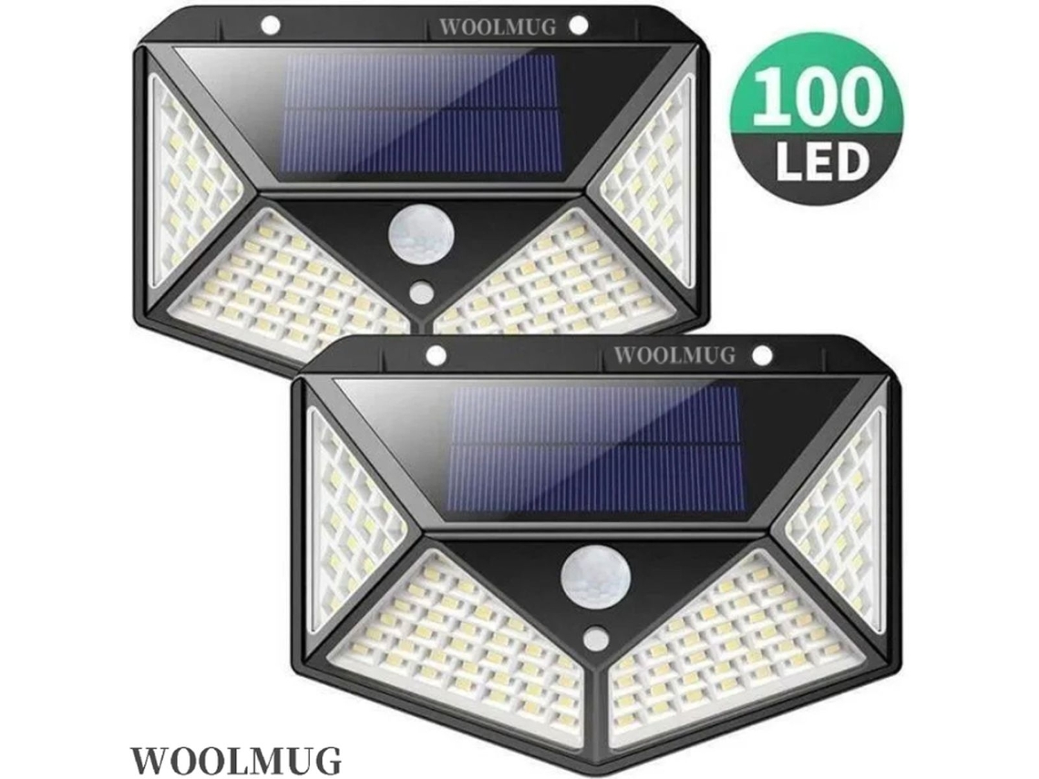 Luminária de parede externa com sensor de movimento solar, pacote com 2 unidades, 100 LEDs Brilvibera